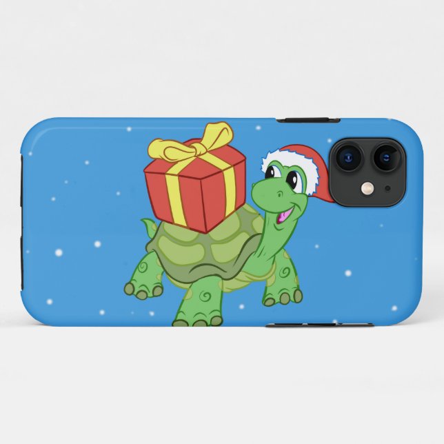 Christmas turtle with the gift Case-Mate iPhone case (Back (Horizontal))