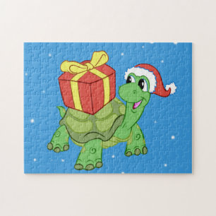 Christmas turtle with the gift jigsaw puzzle