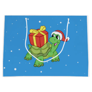 Christmas turtle with the gift large gift bag