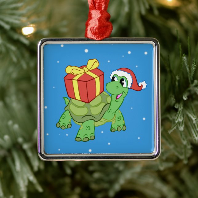 Christmas turtle with the gift metal tree decoration (Tree)