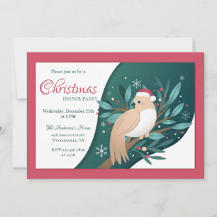 Christmas Turtledove Dinner Party Invitation