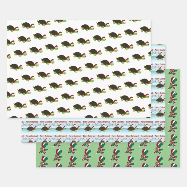 Christmas Turtles Wrapping Paper Sheet (Set)