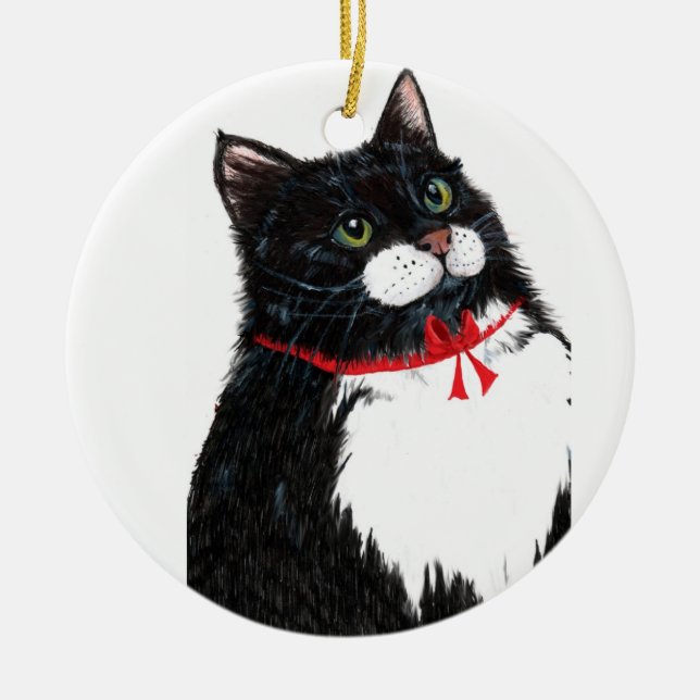 Christmas Tux Ceramic Tree Decoration (Front)