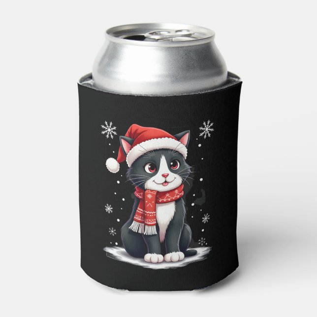 Christmas Tuxedo Cat Santa Scarf Ugly Xmas Women G Can Cooler (Can Front)