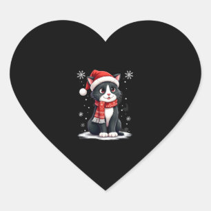 Christmas Tuxedo Cat Santa Scarf Ugly Xmas Women G Heart Sticker