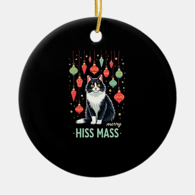 Christmas Tuxedo Cat with Holiday Decorations Merr (Front)