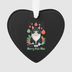 Christmas Tuxedo Cat with Holiday Decorations Merr