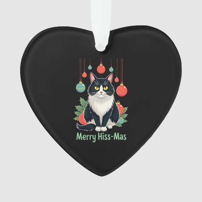 Christmas Tuxedo Cat with Holiday Decorations Merr (Front)