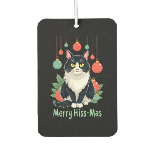 Christmas Tuxedo Cat with Holiday Decorations Merr Car Air Freshener