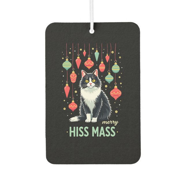 Christmas Tuxedo Cat with Holiday Decorations Merr Car Air Freshener (Front)