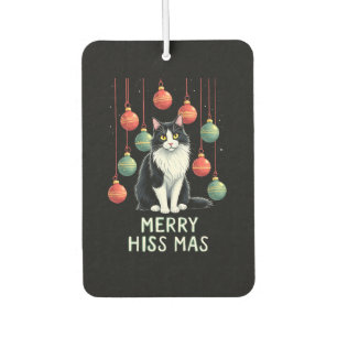 Christmas Tuxedo Cat with Holiday Decorations Merr Car Air Freshener