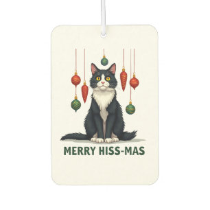 Christmas Tuxedo Cat with Holiday Decorations Merr Car Air Freshener