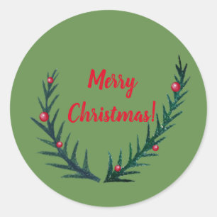 Christmas twigs, Merry Christmas Classic Round Sticker