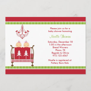 Christmas Twin Baby Shower Invitations