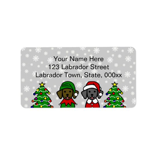Christmas Twin Lab Puppies Address Label