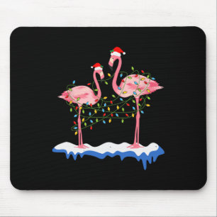 Christmas Two Pink Flamingo Summer Xmas Christmas Mouse Mat