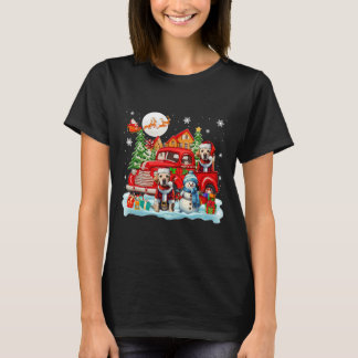 Christmas Two Santa Labrador Retrievers On Pickup T-Shirt