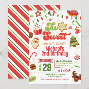 Christmas Two Sweet Birthday Invitation