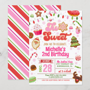 Christmas Two Sweet Birthday Invitation - Girl