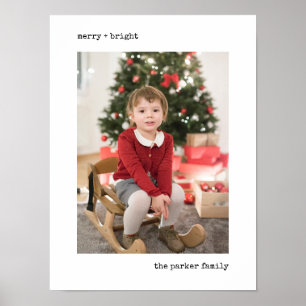 Christmas Typewriter Black and White with Photo Poster
