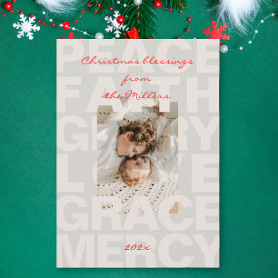 Christmas typographic religious photo Holiday Card