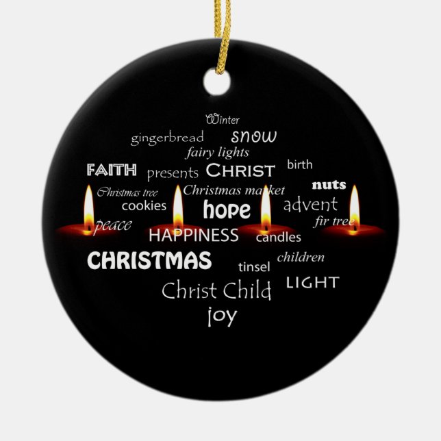 Christmas Typography Ceramic Tree Decoration (Front)