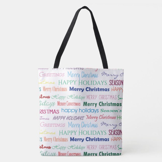Christmas Typography Pattern Pretty Colourful Tote Bag (Front)