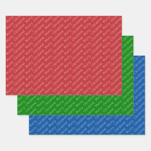 Christmas Typography Red Green and Blue Wrapping Paper Sheet