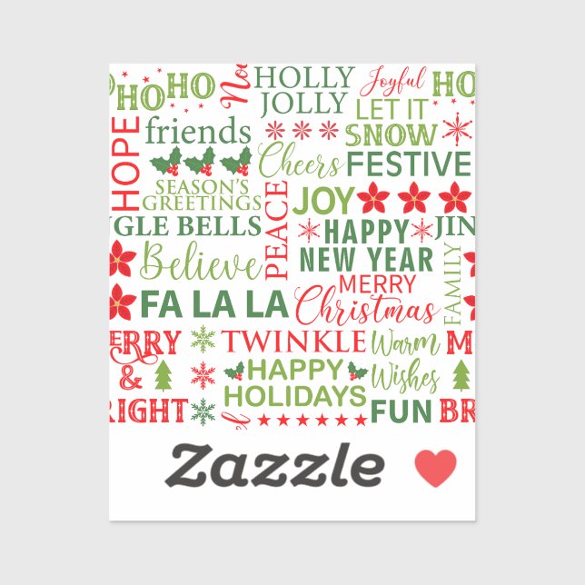 Christmas Typography Red & Green Seamless Pattern (Sheet)