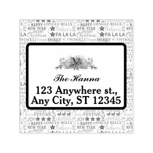 Christmas Typography Red & Green Seamless Pattern Self-inking Stamp