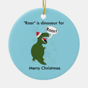 Christmas Tyrannosaurus Rex Dinosaur Blue Custom Ceramic Tree Decoration