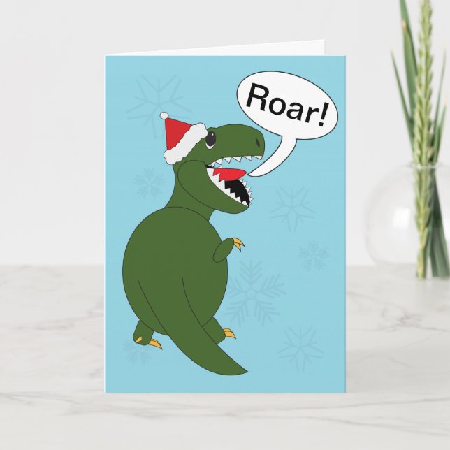 Christmas Tyrannosaurus Rex Holiday Card (Front)