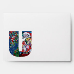 CHRISTMAS U LETTER /SANTA  CLAUS WITH VIOLIN ENVELOPES