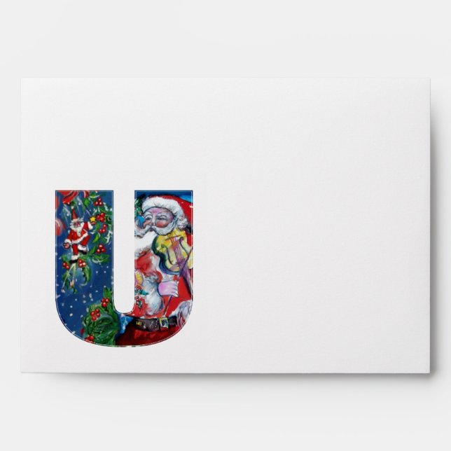 CHRISTMAS U LETTER /SANTA  CLAUS WITH VIOLIN ENVELOPES (Front)