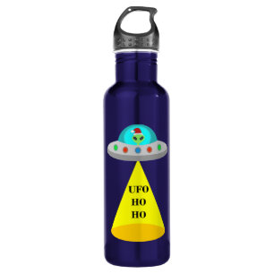 Christmas UFO Ho Ho Alien flying saucer 710 Ml Water Bottle