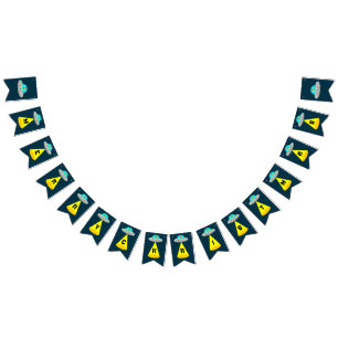 Christmas UFO Ho Ho Alien flying saucer Bunting