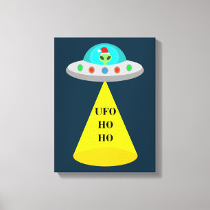Christmas UFO Ho Ho Alien flying saucer Canvas Print