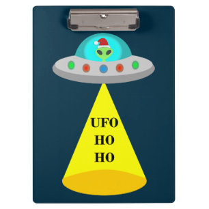 Christmas UFO Ho Ho Alien flying saucer Clipboard