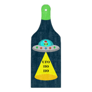 Christmas UFO Ho Ho Alien flying saucer Cutting Board
