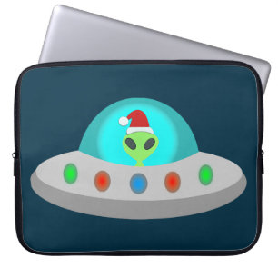 Christmas UFO Ho Ho Alien flying saucer Laptop Sleeve
