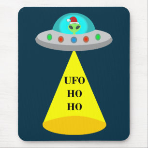 Christmas UFO Ho Ho Alien flying saucer Mouse Mat