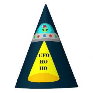 Christmas UFO Ho Ho Alien flying saucer Party Hat