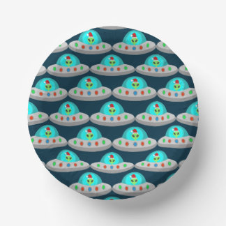 Christmas UFO Ho Ho Alien flying saucer Patterned Paper Plate
