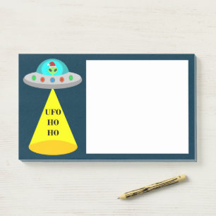 Christmas UFO Ho Ho Alien flying saucer Post-it Notes