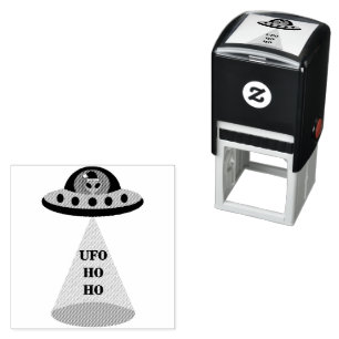 Christmas UFO Ho Ho Alien flying saucer Self-inking Stamp
