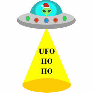 Christmas UFO Ho Ho Alien flying saucer Standing Photo Sculpture