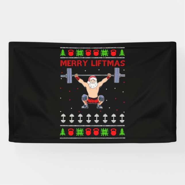 Christmas Ugly Christmas Weightlifting Banner (Horizontal)