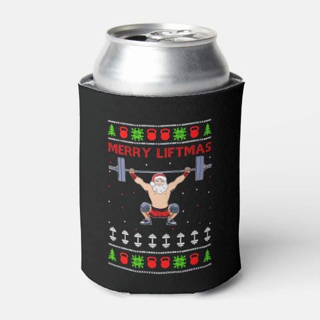 Christmas Ugly Christmas Weightlifting Can Cooler (Can Front)