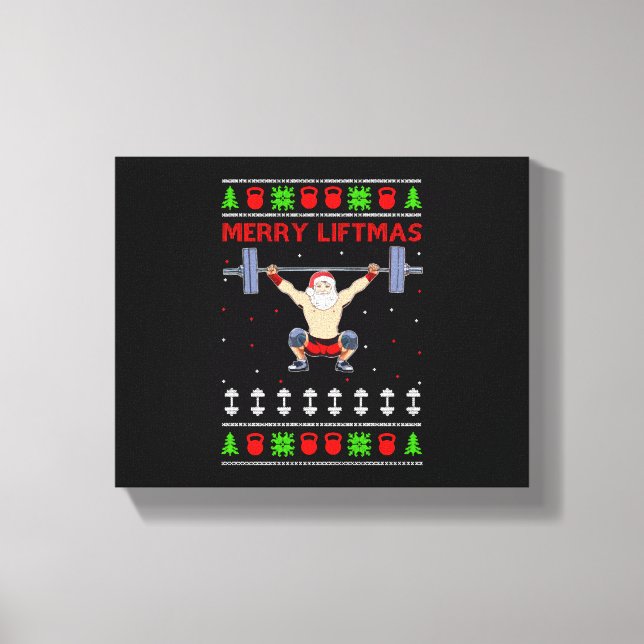 Christmas Ugly Christmas Weightlifting Canvas Print (Front)