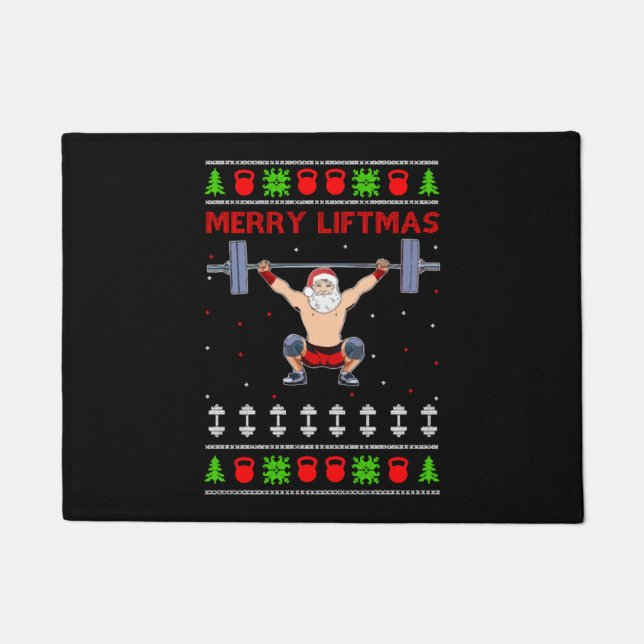 Christmas Ugly Christmas Weightlifting Doormat (Front)